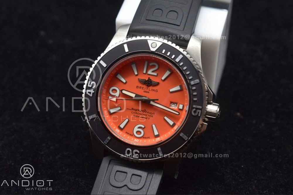 Affordable Superocean Automatic 44 TF 1:1 Best Edition Orange Dial Black Bezel On Black Rubber Strap A 159