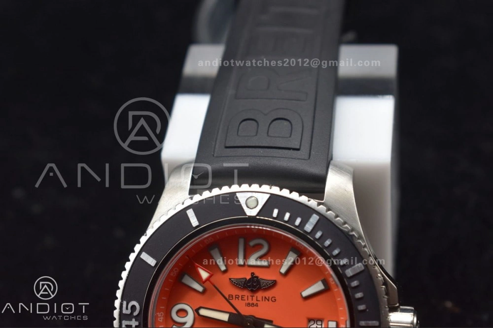 Superocean Automatic 44 TF 1:1 Best Edition Orange Dial Black Bezel On Black Rubber Strap A Packable 478