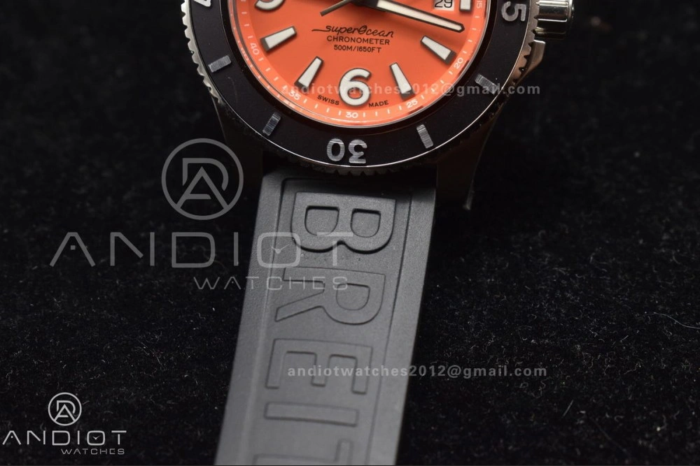 Superocean Automatic 44 TF 1:1 Best Edition Orange Dial Black Bezel On Black Rubber Strap A Packable 478