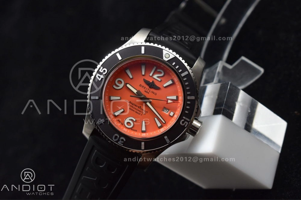 Superocean Automatic 44 TF 1:1 Best Edition Orange Dial Black Bezel On Black Rubber Strap A Packable 478