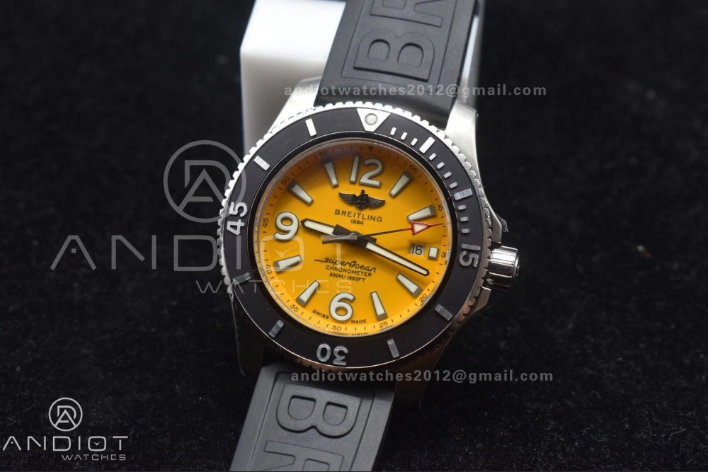 Superocean Automatic 44 TF 1:1 Best Edition Yellow Dial Black Bezel on Black Rubber Strap A UrbanStyle 174