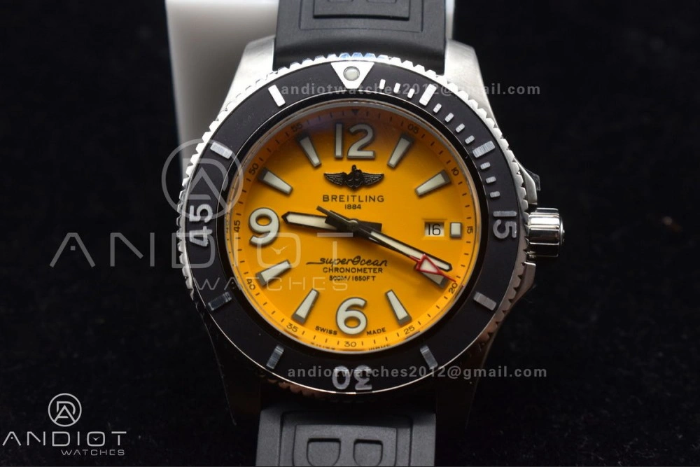 Snug Superocean Automatic 44 TF 1:1 Best Edition Yellow Dial Black Bezel on Black Rubber Strap A 479
