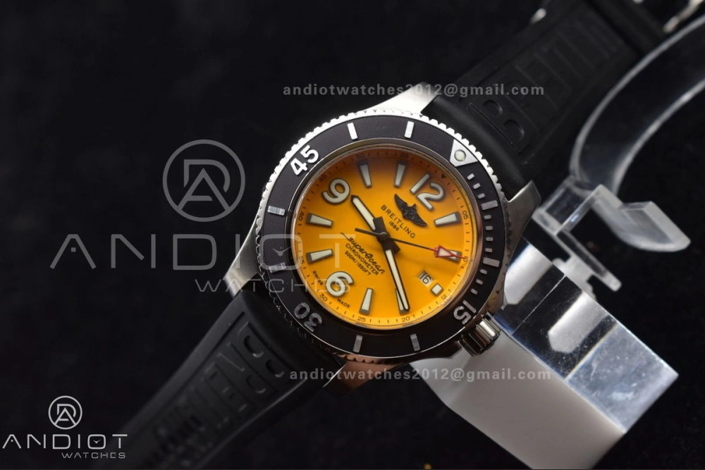 Snug Superocean Automatic 44 TF 1:1 Best Edition Yellow Dial Black Bezel on Black Rubber Strap A 479