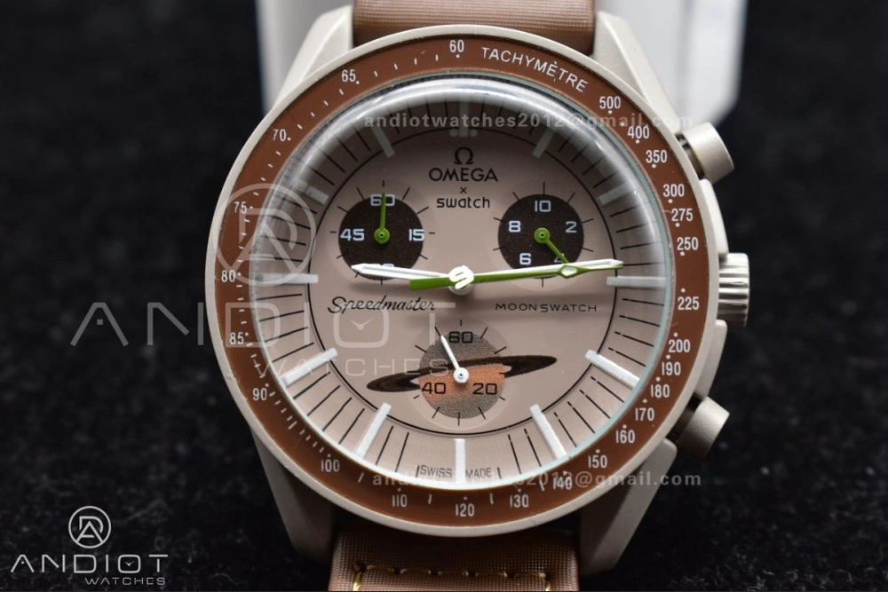 Affordable Swatch X Omega Bioceramic Moonwatch Mission To Saturn On Nylon Strap Quartz 133
