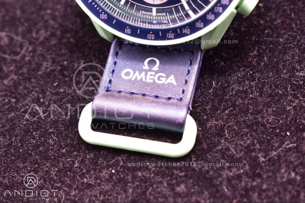 Swatch x Omega Bioceramic Moonwatch Mission to Earth on Nylon Strap Quartz Functional 86