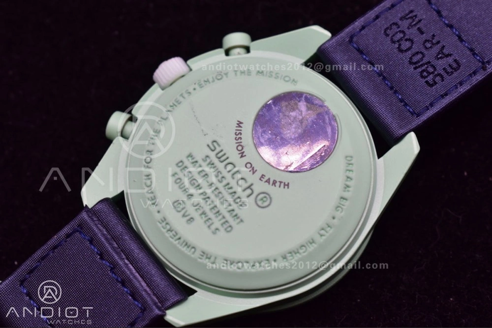 Swatch x Omega Bioceramic Moonwatch Mission to Earth on Nylon Strap Quartz Functional 86