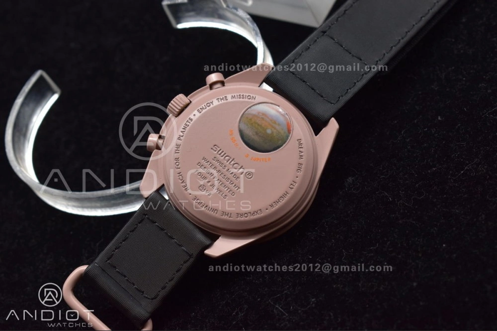 Swatch x Omega Bioceramic Moonwatch Mission to Jupiter on Nylon Strap Quartz TravelReady 92