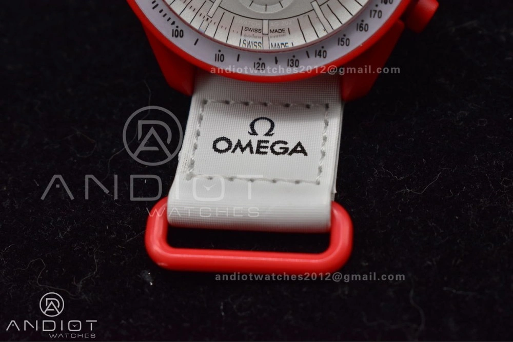 Chic Swatch x Omega Bioceramic Moonwatch Mission to Mars on Nylon Strap Quartz 89