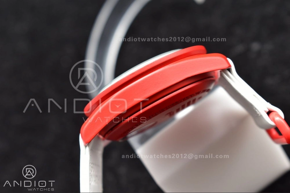 Chic Swatch x Omega Bioceramic Moonwatch Mission to Mars on Nylon Strap Quartz 89