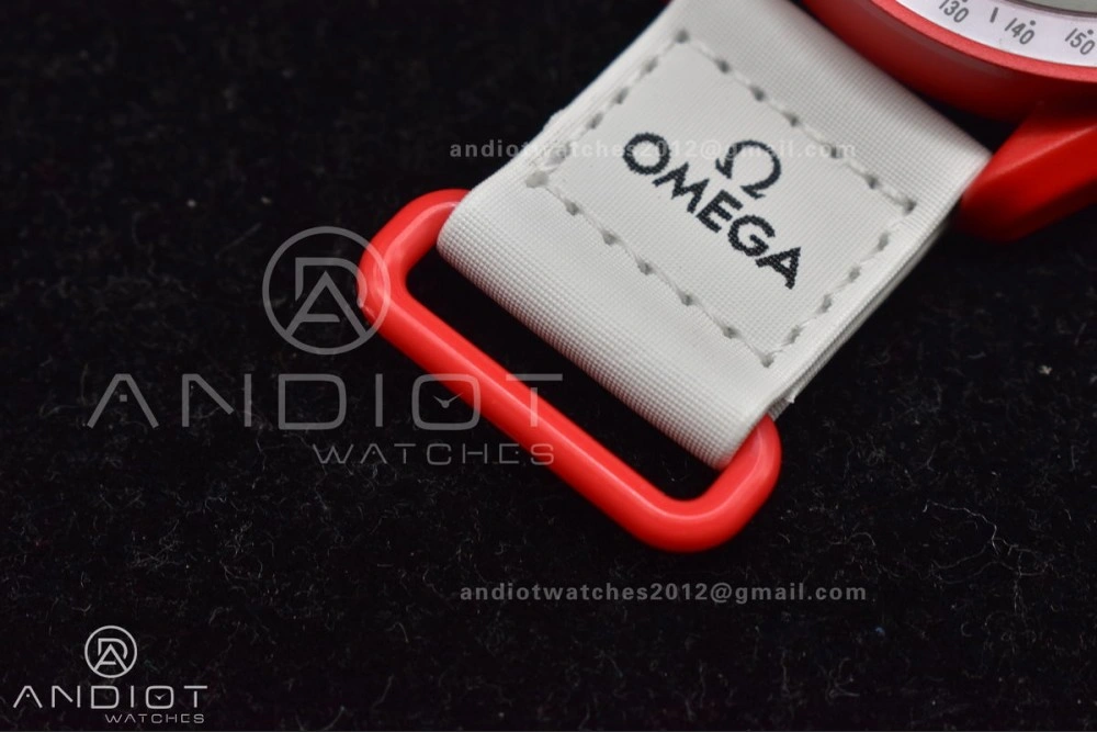 Chic Swatch x Omega Bioceramic Moonwatch Mission to Mars on Nylon Strap Quartz 89
