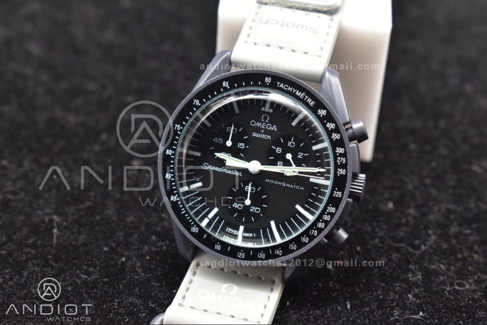 Seasonal Swatch x Omega Bioceramic Moonwatch Mission to Mercury on Nylon Strap Quartz 93