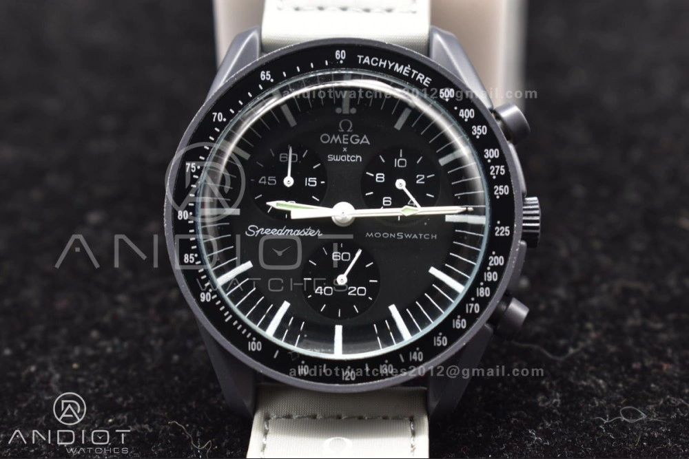 Seasonal Swatch x Omega Bioceramic Moonwatch Mission to Mercury on Nylon Strap Quartz 93