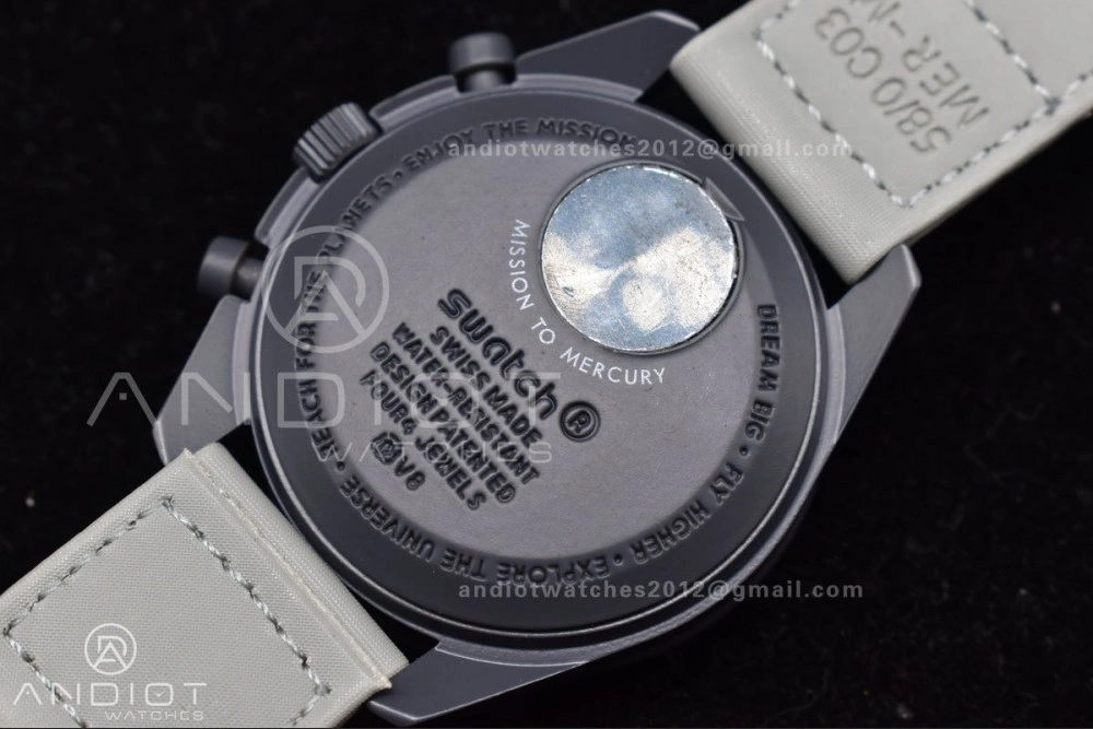 Seasonal Swatch x Omega Bioceramic Moonwatch Mission to Mercury on Nylon Strap Quartz 93