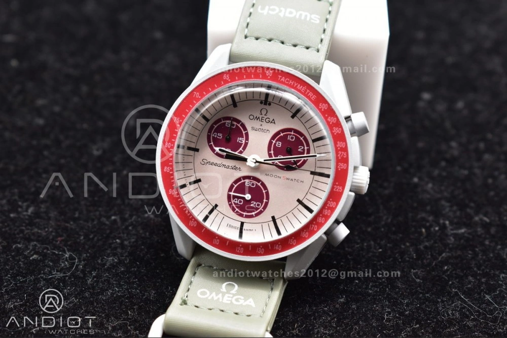 Swatch x Omega Bioceramic Moonwatch Mission to Pluto on Nylon Strap Quartz Contemporary 131