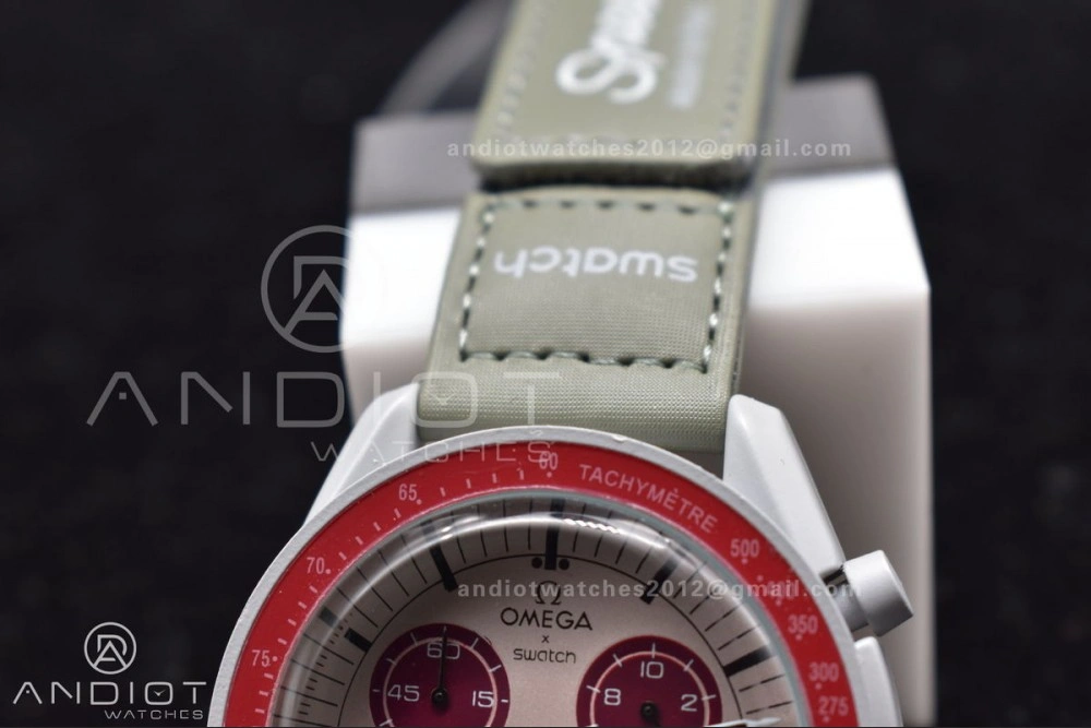Swatch x Omega Bioceramic Moonwatch Mission to Pluto on Nylon Strap Quartz GoodFit 1182
