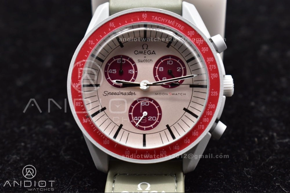 Swatch x Omega Bioceramic Moonwatch Mission to Pluto on Nylon Strap Quartz GoodFit 1182