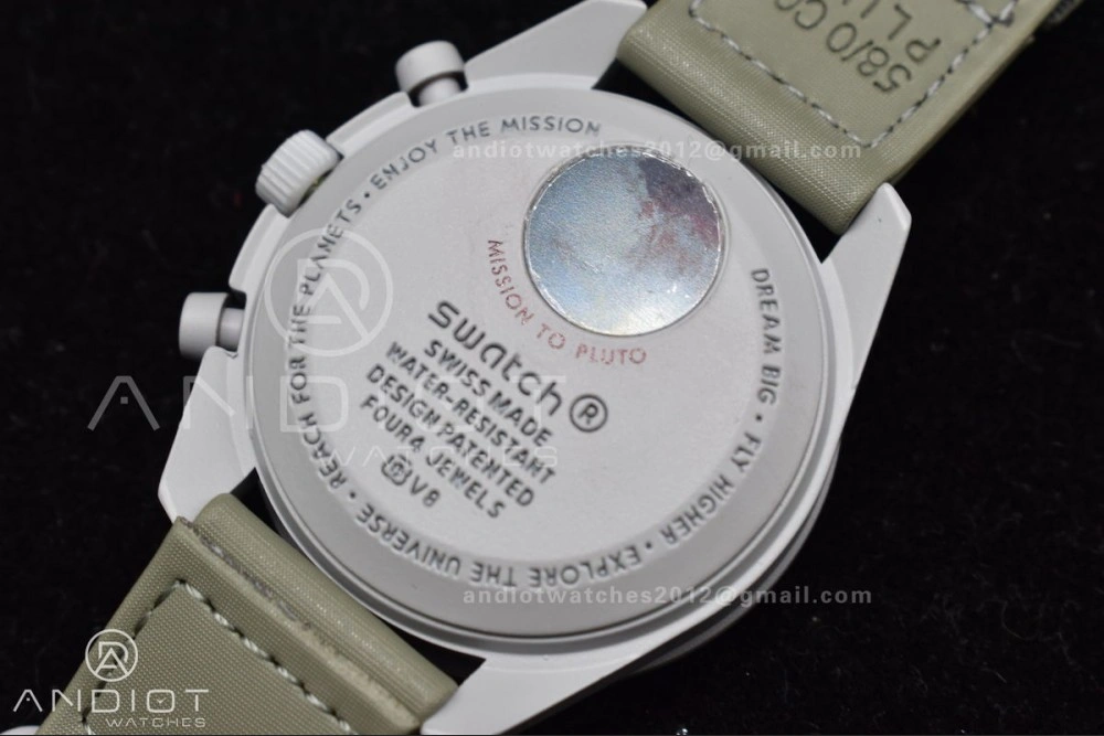 Swatch x Omega Bioceramic Moonwatch Mission to Pluto on Nylon Strap Quartz GoodFit 1182