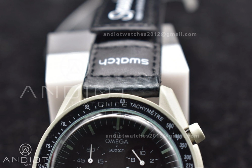 Swatch x Omega Bioceramic Moonwatch Mission to The Moon on Nylon Strap Quartz Sleek 91