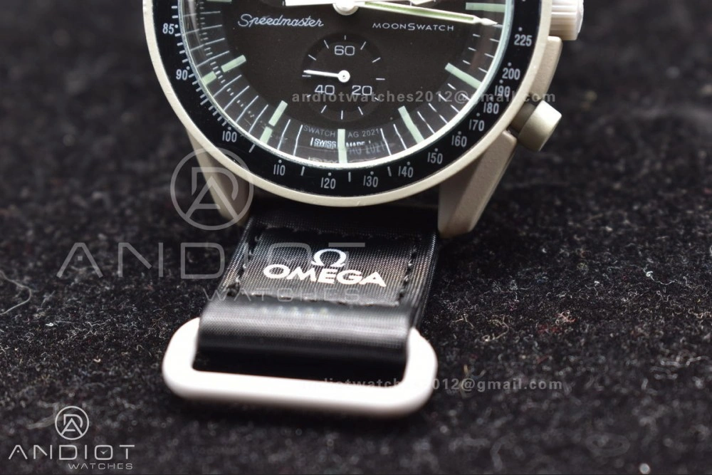 Swatch x Omega Bioceramic Moonwatch Mission to The Moon on Nylon Strap Quartz Sleek 91