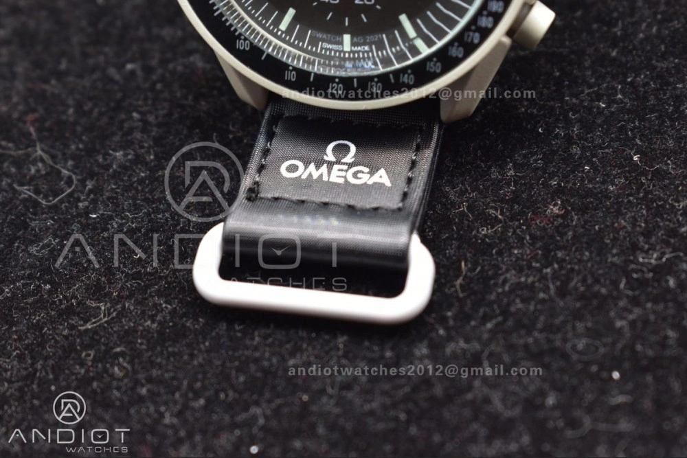 Swatch x Omega Bioceramic Moonwatch Mission to The Moon on Nylon Strap Quartz Sleek 91