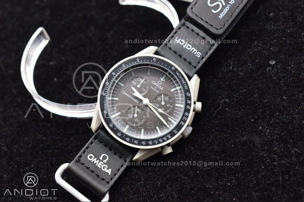 Swatch x Omega Bioceramic Moonwatch Mission to The Moon on Nylon Strap Quartz Sleek 91