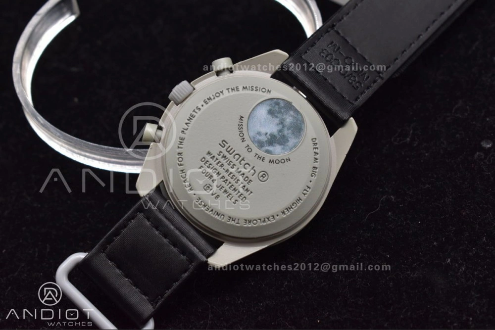Swatch x Omega Bioceramic Moonwatch Mission to The Moon on Nylon Strap Quartz Sleek 91