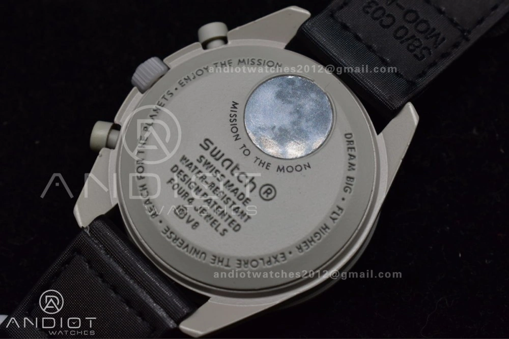 Swatch x Omega Bioceramic Moonwatch Mission to The Moon on Nylon Strap Quartz Sleek 91