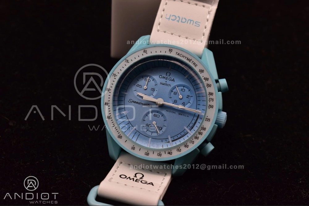 Flexible Swatch x Omega Bioceramic Moonwatch Mission to Uranus on Nylon Strap Quartz 1178
