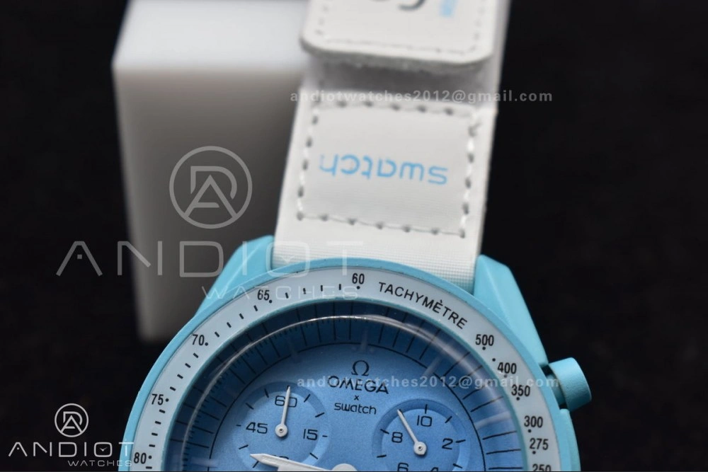 Swatch x Omega Bioceramic Moonwatch Mission to Uranus on Nylon Strap Quartz Sleek 141