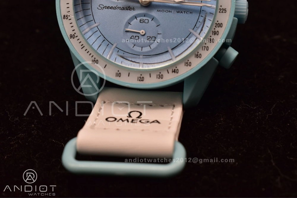 Swatch x Omega Bioceramic Moonwatch Mission to Uranus on Nylon Strap Quartz Sleek 141