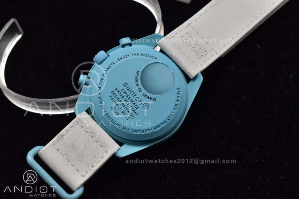Swatch x Omega Bioceramic Moonwatch Mission to Uranus on Nylon Strap Quartz Sleek 141