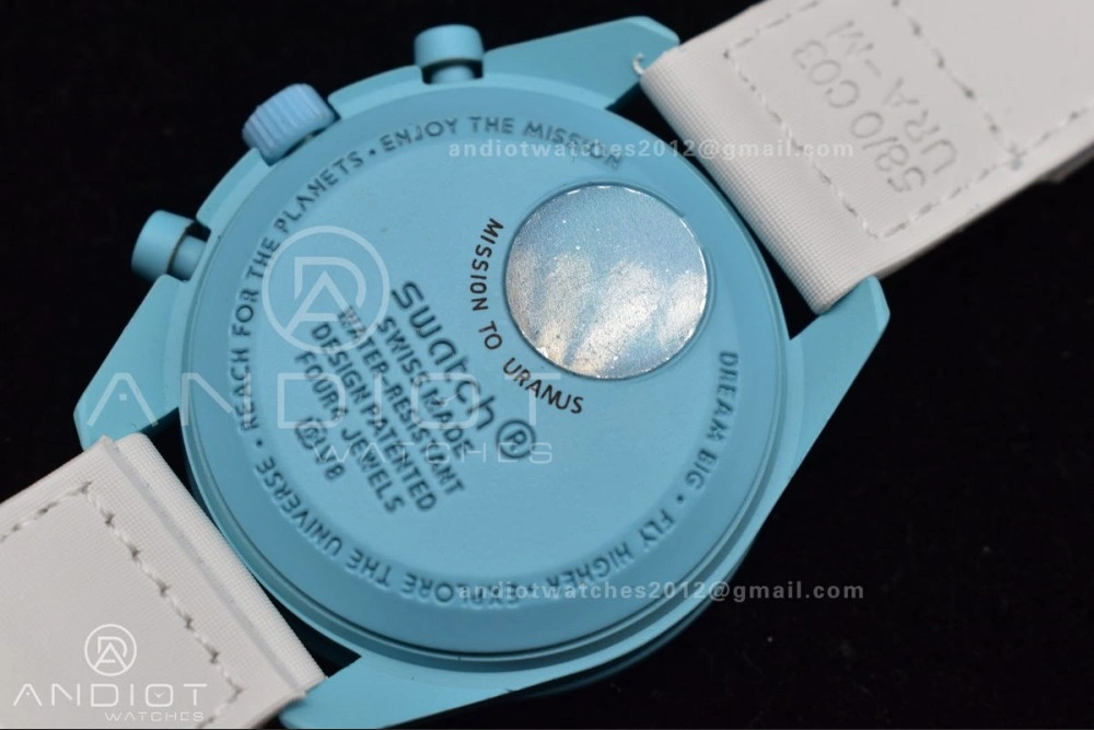 Swatch x Omega Bioceramic Moonwatch Mission to Uranus on Nylon Strap Quartz Sleek 141