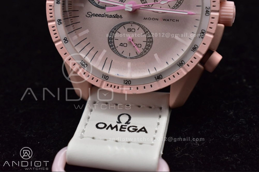 Functional Swatch x Omega Bioceramic Moonwatch Mission to Venus on Nylon Strap Quartz 130