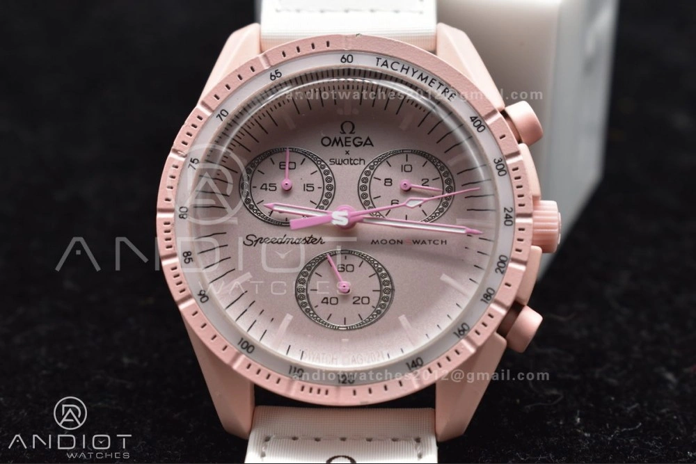 Functional Swatch x Omega Bioceramic Moonwatch Mission to Venus on Nylon Strap Quartz 130
