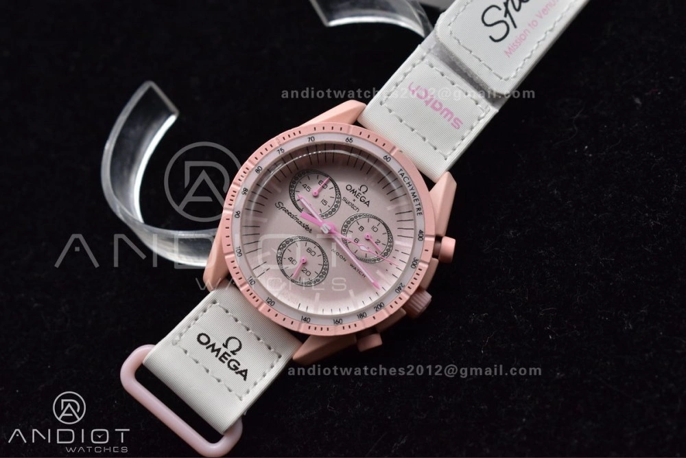Functional Swatch x Omega Bioceramic Moonwatch Mission to Venus on Nylon Strap Quartz 130