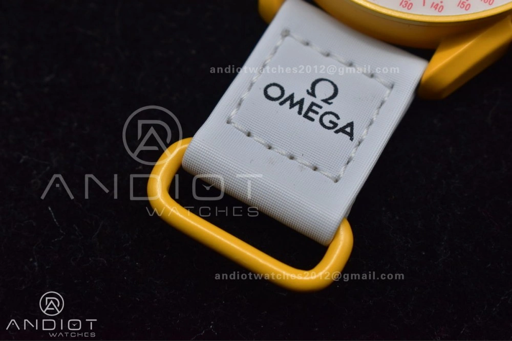 FlexibleFit Swatch x Omega Bioceramic Moonwatch Mission to the Sun on Nylon Strap Quartz 90