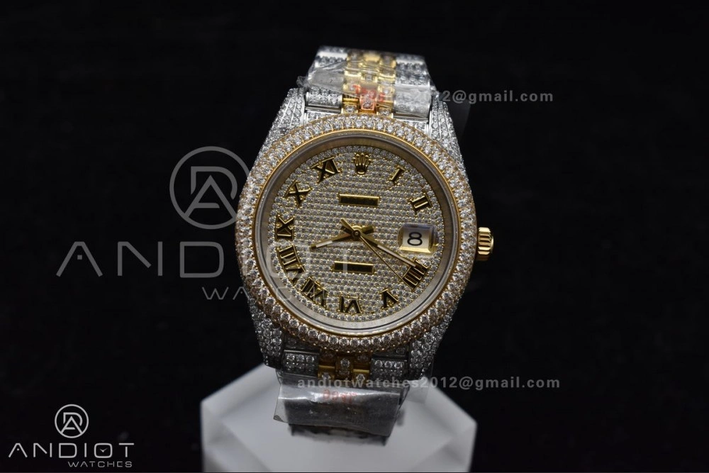 TWD 41mm Best Version Diamond DateJust Roman Dial 2 Tone Yellow Gold Flexible 1196