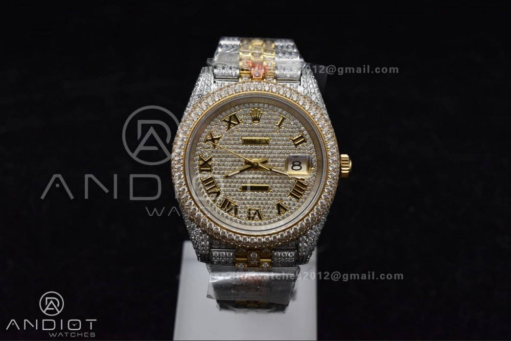TWD 41mm Best Version Diamond DateJust Roman Dial 2 Tone Yellow Gold Flexible 1196