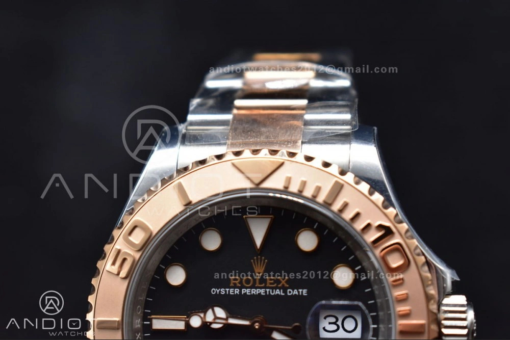 Yacht-Master 126621 Clean 1:1 Best Edition Rose Gold Plated 904L Steel Black Dial On SS Bracelet VR Sophisticated 483