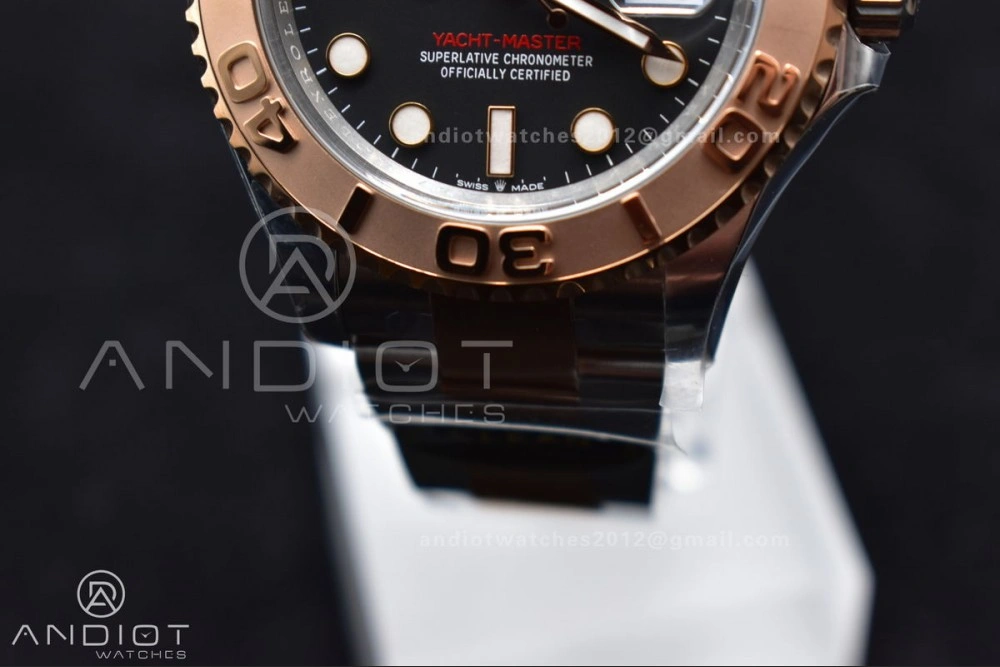 Yacht-Master 126621 Clean 1:1 Best Edition Rose Gold Plated 904L Steel Black Dial On SS Bracelet VR Sophisticated 483