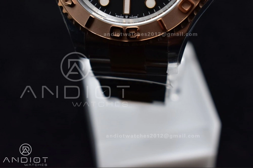 Yacht-Master 126621 Clean 1:1 Best Edition Rose Gold Plated 904L Steel Black Dial On SS Bracelet VR Sophisticated 483