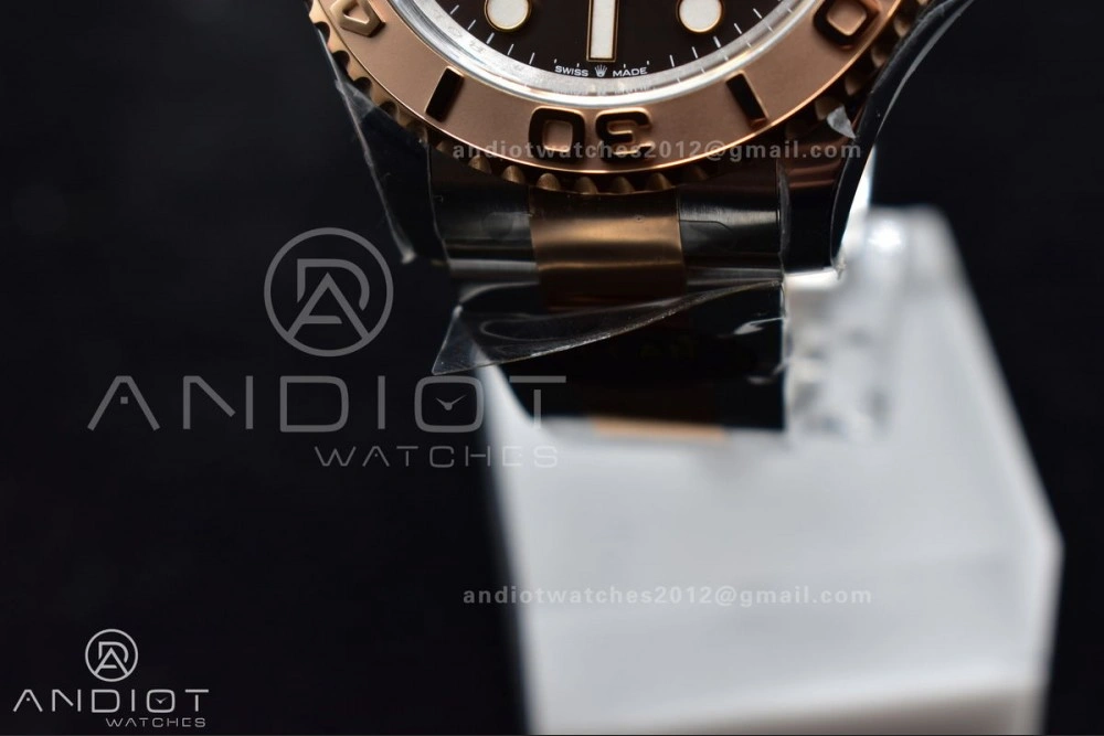 Trendy Yacht-Master 126621 Clean 1:1 Best Edition Rose Gold Plated 904L Steel Brown Dial On SS Bracelet VR 488
