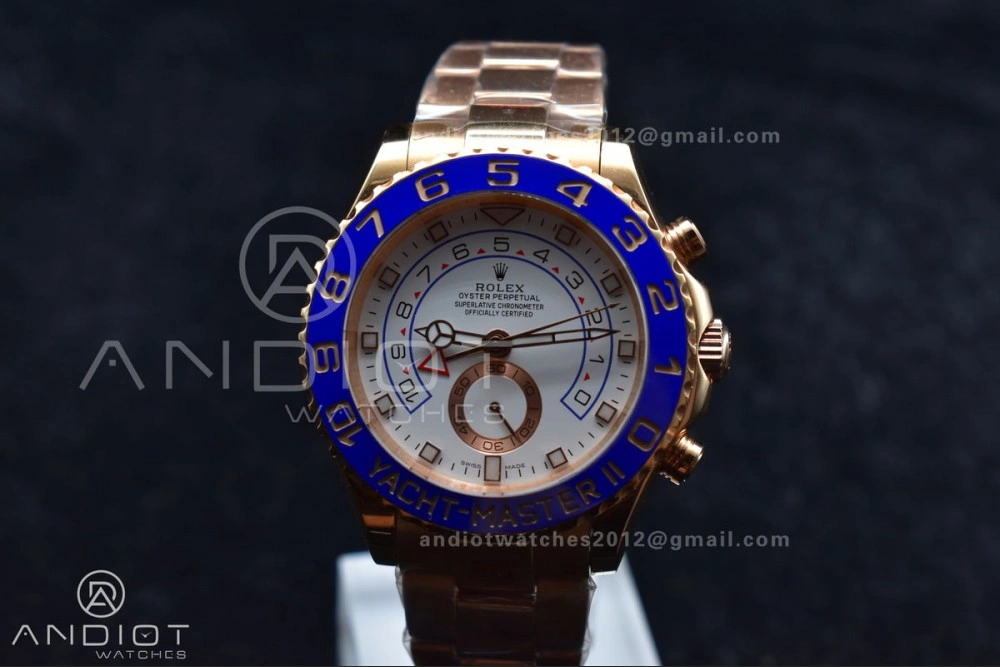 YachtMaster II 116685 RG Blue Ceramic GMF 1:1 Best Edition on RG Bracelet A TopPick 1223
