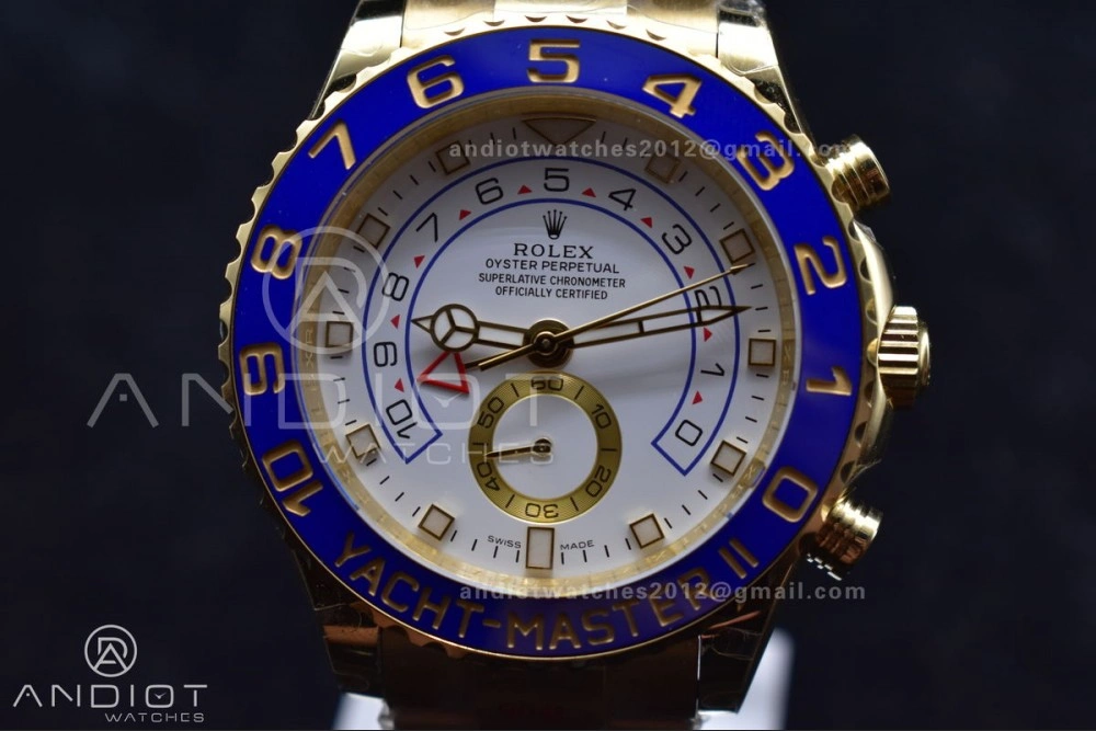 Comfortable YachtMaster II 116688 YG KF 1:1 Best Edition White Dial on YG Bracelet A 1218